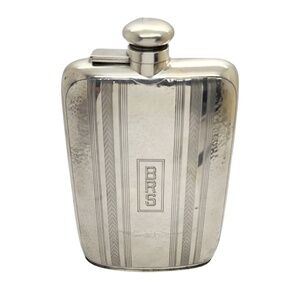 R Blackinton Co Sterling Silver Hip Flask w/Mono #15758